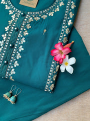 "Simran" hand embroidered Silk Kurta Set(2pc)