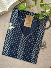 "Ira" Blue Angrakha Cotton Kurta