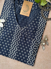 "Ira" Blue Angrakha Cotton Kurta