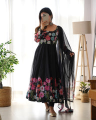 Nitara Black Organza Anarkali Suit