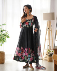 Nitara Black Organza Anarkali Suit
