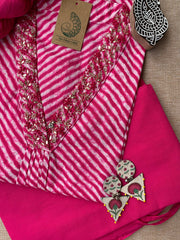 Rani Lehriya Cotton Kurta Set(3pc)