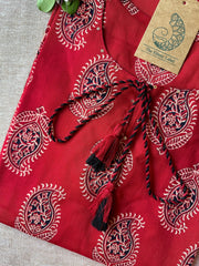 "Paakhi" Deep Red Paisley Hand Block Printed Cotton kurta
