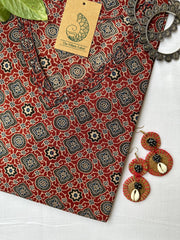 "Aiza" Ajrakh Hand Block Printed Cotton kurta