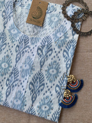 "Silver Spring" Hand Block Printed Cotton Kurta