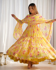 Elegant Frill Georgette Anarkali Suit