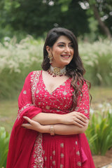 Rangoli Silk Lehenga with Heavy Sequins & Thread Embroidery