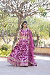 Elegant Viscose Jacquard Lehenga with Sequins Embroidery | Stitched Lehenga Choli