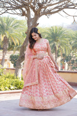 Elegant Viscose Jacquard Lehenga with Sequins Embroidery | Stitched Lehenga Choli