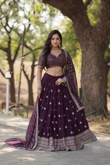 Elegant Faux Blooming Lehenga with Heavy Sequins & Thread Embroidery | Stitched Lehenga Choli
