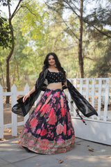 Digital Printed Faux Georgette Lehenga with Heavy Sequins & Embroidery | Elegant Ethnic Wear