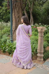 Fully Stitched Dyable Viscose Jacquard Lehenga with Gold Sequin Embroidery – Customizable Festive Wear