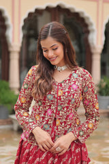 Elegant Full-Stitched Lehenga in Pure Double Viscose Jacquard with Faux Georgette Embroidered Top