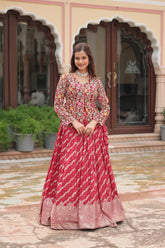 Elegant Full-Stitched Lehenga in Pure Double Viscose Jacquard with Faux Georgette Embroidered Top