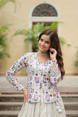 Elegant Full-Stitched Lehenga Set in Pure Double Viscose Jacquard with Faux Georgette Embroidered Top