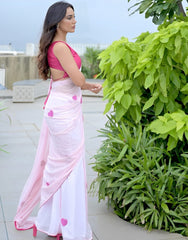 Elegant Ready To Wear Pink Georgette Silk Saree