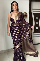 Dark Purple Cotton Silk Saree