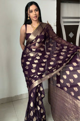 Dark Purple Cotton Silk Saree