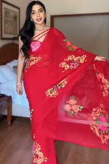 Forbearance Red Georgette Saree