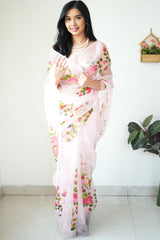 Baby Pink Organza Silk Saree