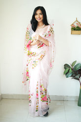 Baby Pink Organza Silk Saree