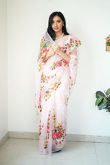 Baby Pink Organza Silk Saree
