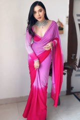 Lavender & Pink Georgette Pre-Stitched Saree