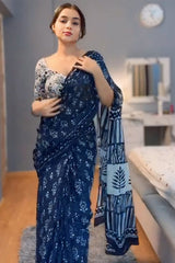 Blue Cotton Saree