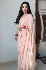 Peach Georgette Saree