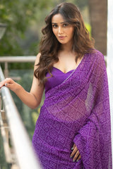 Purple Georgette Saree