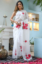 Off White Georgette Saree