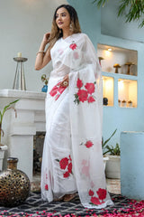 Off White Georgette Saree