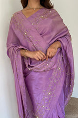 lavender Malai Satin Silk Saree