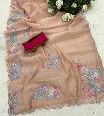 Brown Organza Silk Saree