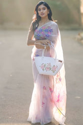 Off White Organza Silk Saree