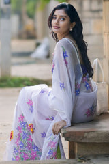 Off White Organza Silk Saree