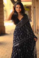 Black Cotton Saree