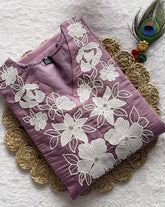 Function Wear Light Wine Roman Silk Kurta Set with Sequin Embroidery