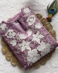 Function Wear Light Wine Roman Silk Kurta Set with Sequin Embroidery