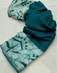 Women's Chanderi Cotton Printed Saree With Unstitched Blouse Piece