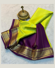 Womens Mysore Crepe Silk Saree With Blouse Piece, Light Green