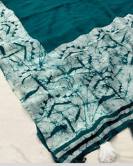 Women's Chanderi Cotton Printed Saree With Unstitched Blouse Piece