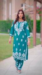 New LUCKNOW CHIKANKARI EXCLUSIVE KURTI_PENT PAIR DESIGN (Rama) 39