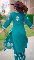 New LUCKNOW CHIKANKARI EXCLUSIVE KURTI_PENT PAIR DESIGN (Rama) 39