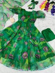 Pure Organza Silk Fully Stitched Anarkali Suit with Digital Printed Lace Dupatta – Function & Party Wear