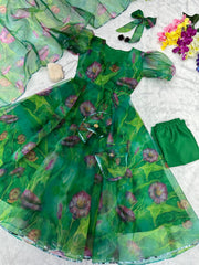 Pure Organza Silk Fully Stitched Anarkali Suit with Digital Printed Lace Dupatta – Function & Party Wear