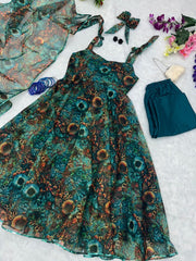 Pure Organza Silk Digital Print Anarkali Suit with Lace Border – Festival & Party Wear