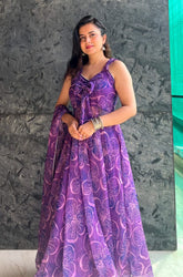 Elegant Georgette Silk Anarkali Suit with Digital Print & Lace Border Dupatta – Party & Function Wear