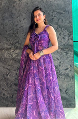 Elegant Georgette Silk Anarkali Suit with Digital Print & Lace Border Dupatta – Party & Function Wear