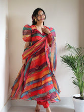 Elegant Organza Silk Anarkali Suit with Digital Print & Huge Flair